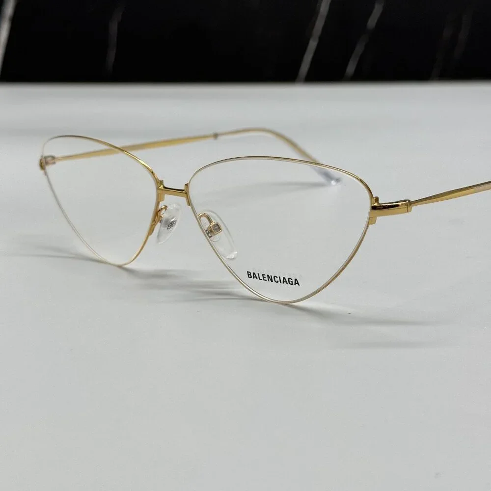NEW BALENCIAGA BB0015O 003 CAT EYE GOLD WOMEN EYEGLASSES BALENCIAGA